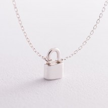Necklace "Lock" in silver 181117 Onyx 40