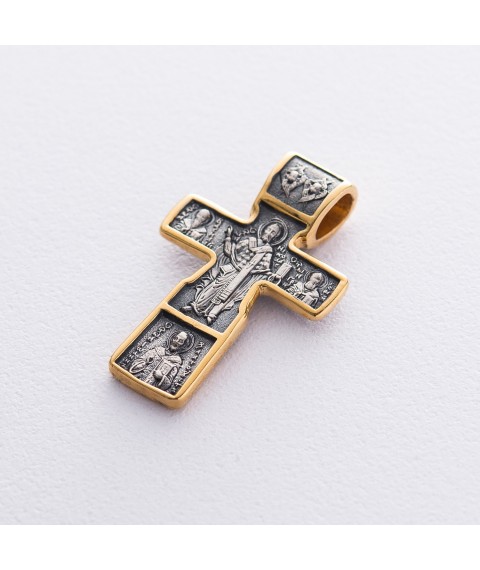 Срібний хрест "Розп'яття Христово. Святитель Миколай Чудотворець. Три святителя. Православний хрест" 132889 Онікс