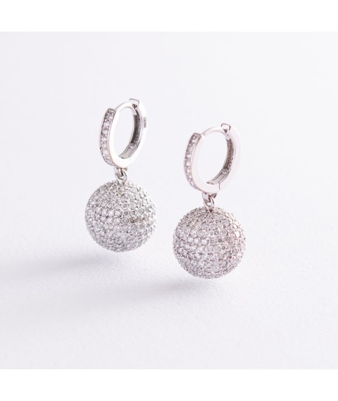 Gold earrings "Balls" (diamonds) сх950 Onix