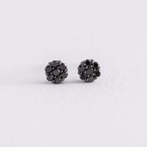 Золоті сережки "Квіточки" з чорними діамантами сб0355di Онікс