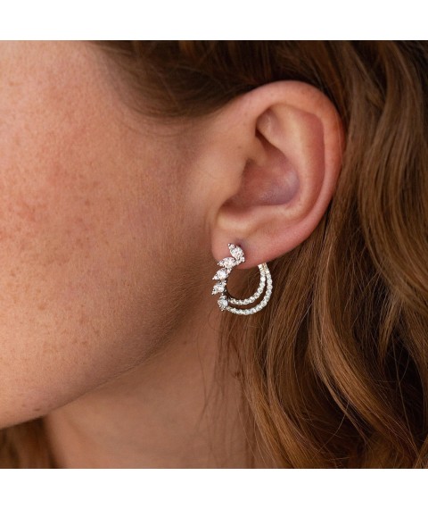 Gold earrings "Droplets" with diamonds sb0412cha Onyx
