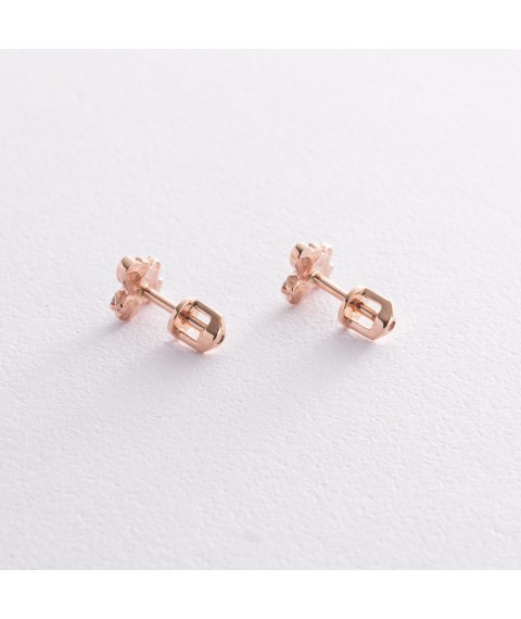 Earrings - studs "Bees" in red gold (cubic zirconia) s08579 Onyx