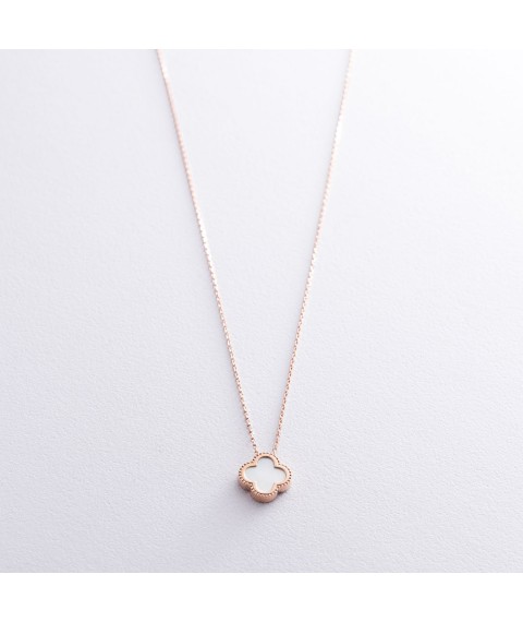 Necklace "Clover" in red gold (mother of pearl) coll01698 Onix 40