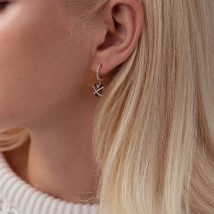 Gold earrings with smoky topaz and diamonds C01085E Onyx