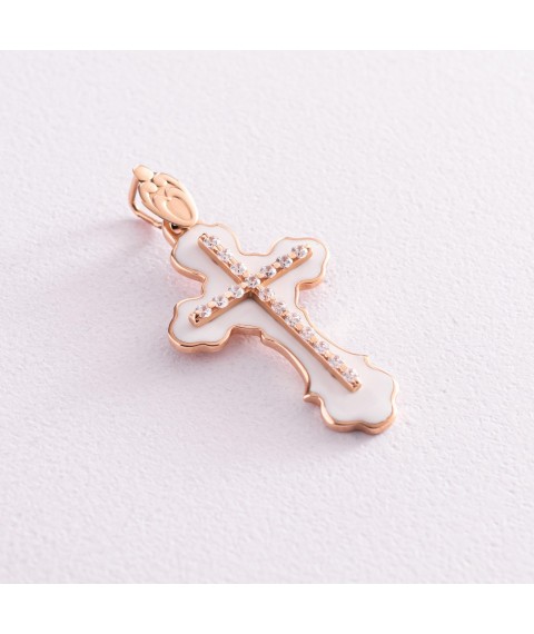 Gold cross with enamel and cubic zirconia 270043E Onyx