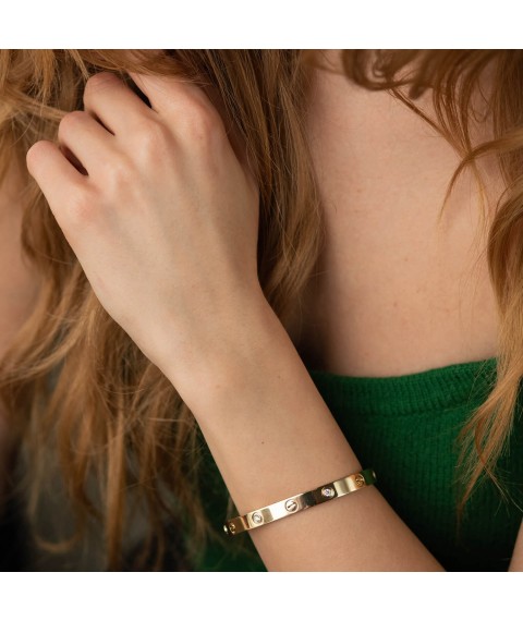 Hard bracelet "Love" with diamonds (yellow gold) 523453121 Onyx 18