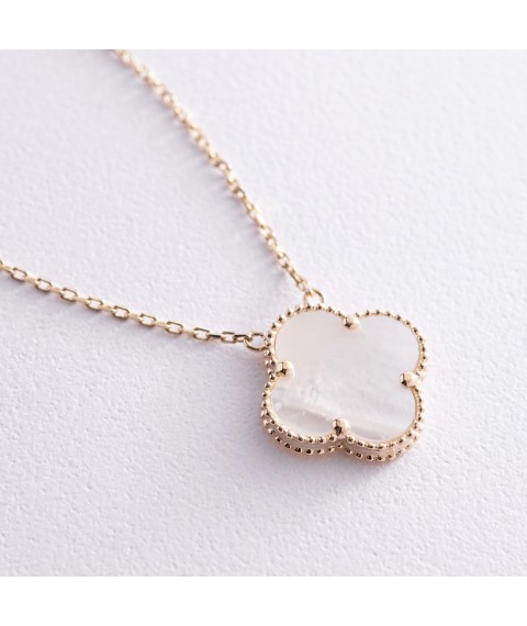 Necklace "Clover" in yellow gold (mother of pearl) count02381 Onix 50