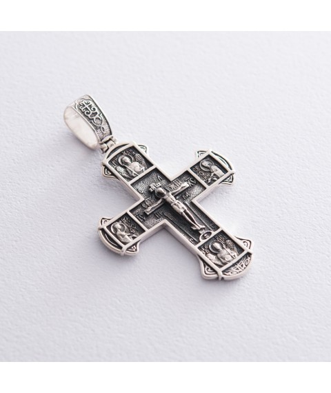 Срібний хрест "Розп'яття Христове. Молитва до Спасителя" 132485 Онікс
