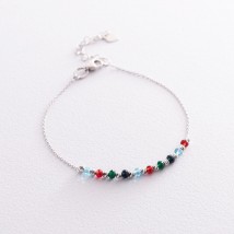 Silver bracelet "Multicolored" (cubic zirconia) 141539 Onix 19