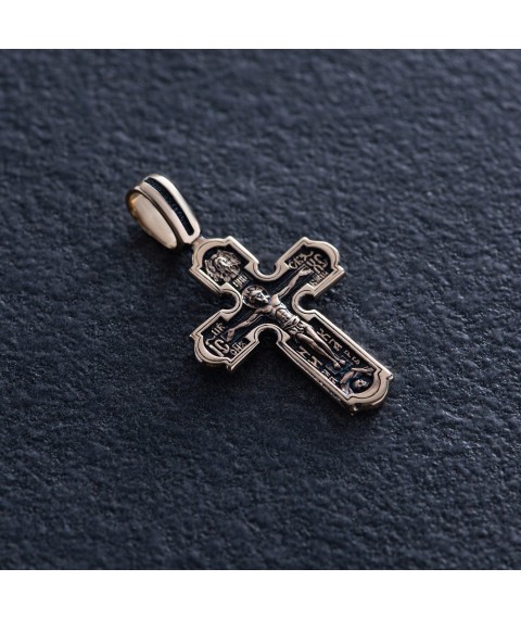Cross "Crucifixion" in yellow gold p03876 Onyx