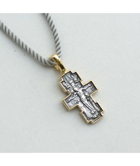 Серебряный крестик с позолотой "Распятие. Икона Божией Матери "Млекопитательница" 131689 Онікс