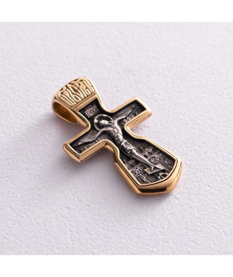 Silver cross with gold plated "Crucifixion" 131683 Onyx