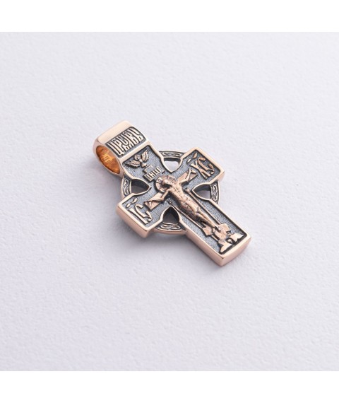 Gold cross with blackening "Celtic" p01852 Onyx