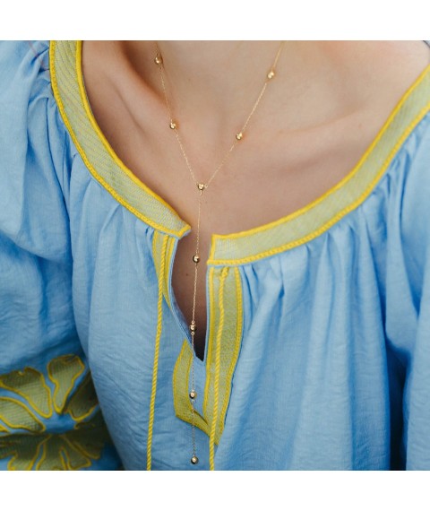 Necklace "Balls" in yellow gold kol01950 Onix 40