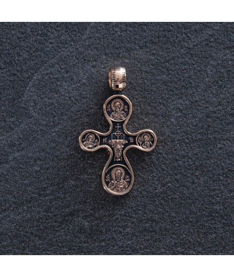 Orthodox cross "Etymasia. Eight Saints" p02662 Onyx