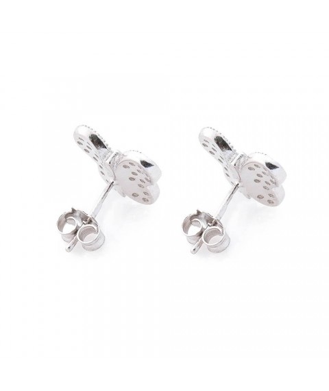 Срібні сережки-пусети "Метелики" з фіанітами 121675 Онікс