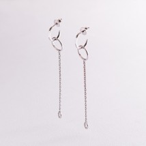 Silver earrings "Circle with chains" 4884 Onyx