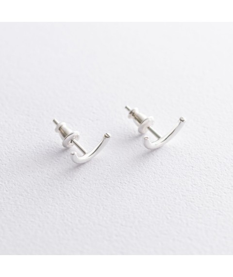 Silver earrings - studs "Arc" 122844 Onyx