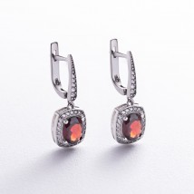Silver earrings with pyropes and cubic zirconia GS-02-060-4110 Onyx