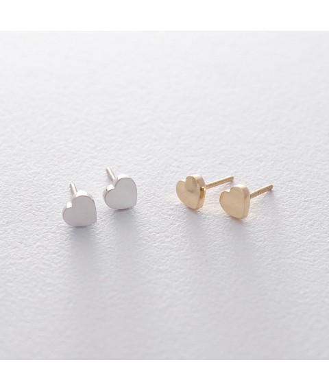 Gold earrings - studs "Hearts" s06192 Onyx