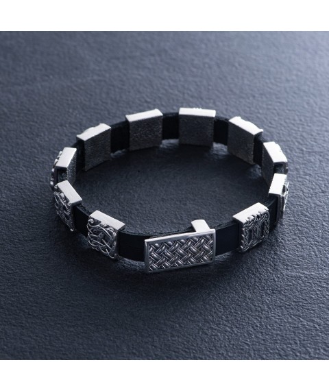 Men's silver bracelet (leather) OR134710 Onyx 19