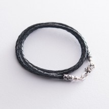 Leather cord with silver clasp 18532 Onix 40