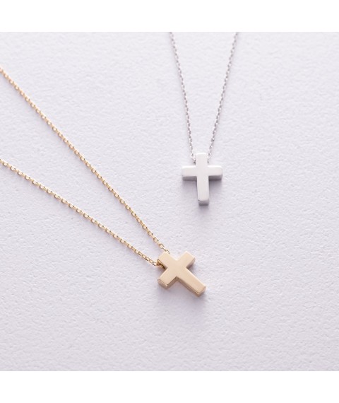 Necklace "Cross" in white gold kol02269 Onix 45