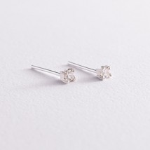 Silver earrings - studs with cubic zirconia 12985 Onyx