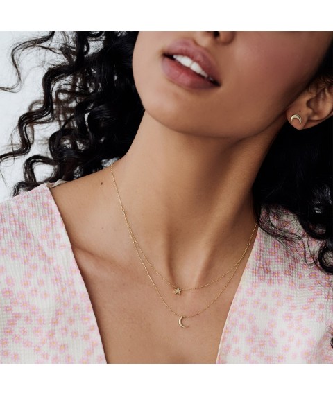 Double necklace "Star and Moon" in yellow gold count01875 Onyx 45