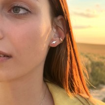 Серьги - пусеты "Молнии" в желтом золоте с07929 Онікс