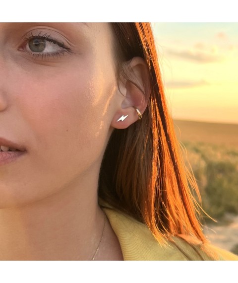 Earrings - studs "Lightning" in yellow gold s07929 Onyx