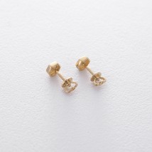 Gold stud earrings s06183 Onyx