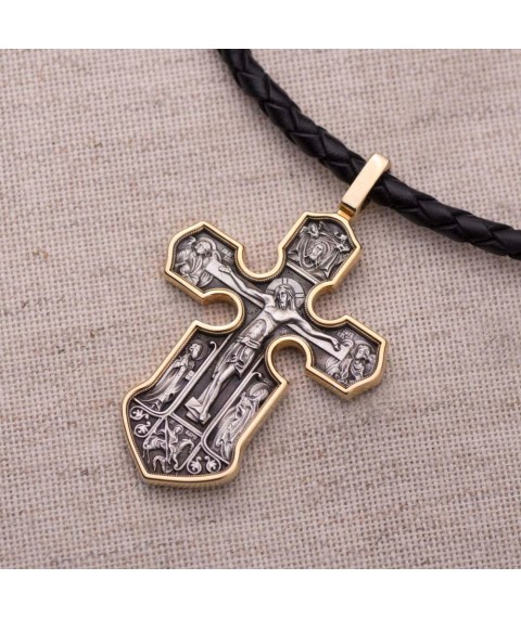 Orthodox cross "Crucifixion. Kazan Icon of the Mother of God with the coming saints" 131464 Onyx