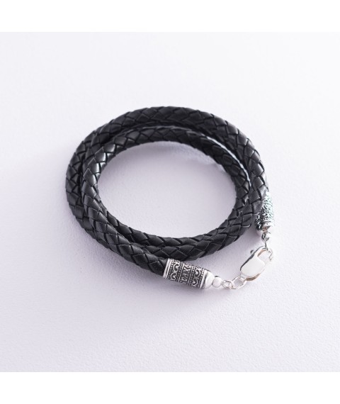 Leather cord with silver clasp 18724 Onix 60