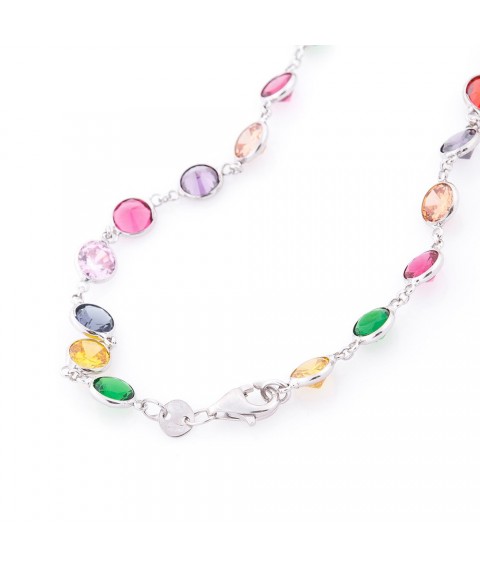 Silver necklace with multi-colored cubic zirconia 18195 Onyx