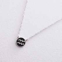 Silver necklace zodiac sign Aquarius 18974aquarius Onix 42