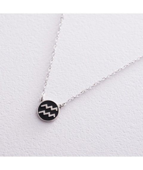 Silver necklace zodiac sign Aquarius 18974aquarius Onix 42
