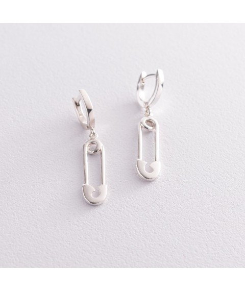 Silver earrings "Pins" 123014 Onyx
