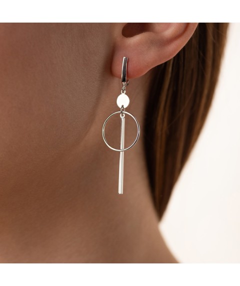 Earrings "Geometry" in white gold s08153 Onyx
