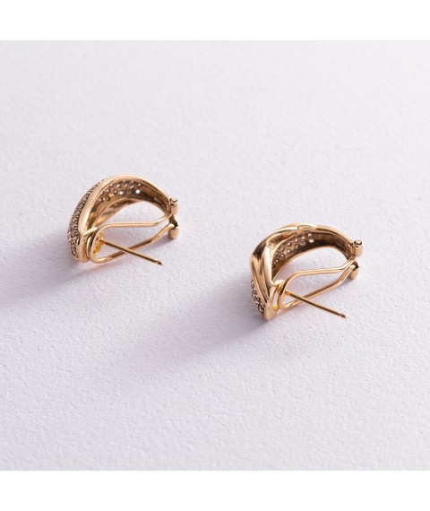 Gold earrings with diamonds kit0590 Onyx