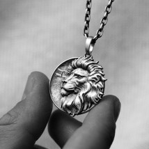 Silver pendant "Lion" (custom engraving possible) 1224 Onyx