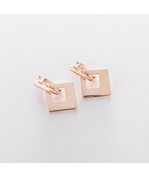Gold earrings "Squares" s05010 Onyx