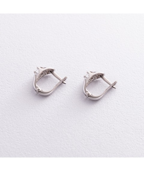 Silver earrings (cubic zirconia) 121648 Onyx