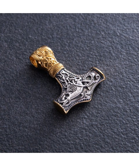 Silver pendant "Thor's Hammer" 132888 Onyx