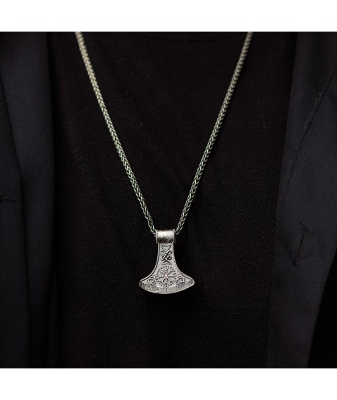 Silver pendant - ax "Helmet of Terror" 7044 Onyx