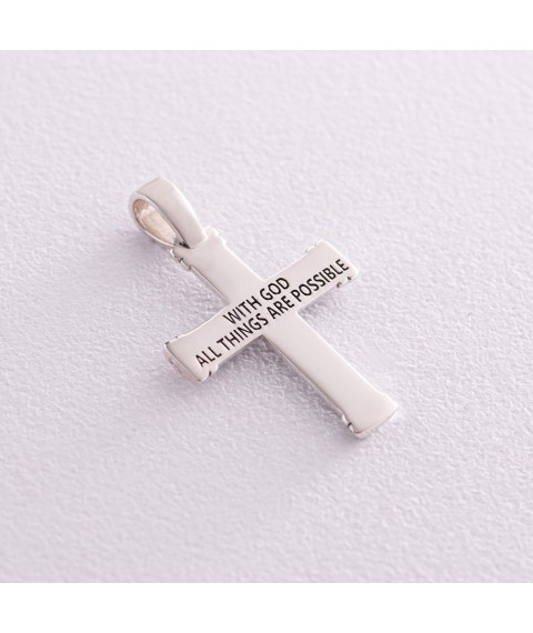 Silver cross "With God all things are possible" (cubic zirconia, onyx) 280 Onyx