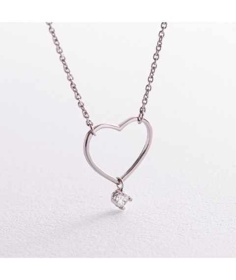 Silver necklace "Heart" with cubic zirconia 1087 Onix 45
