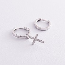 Золотые серьги - кольца с крестиком (бриллианты) 316251121 Онікс