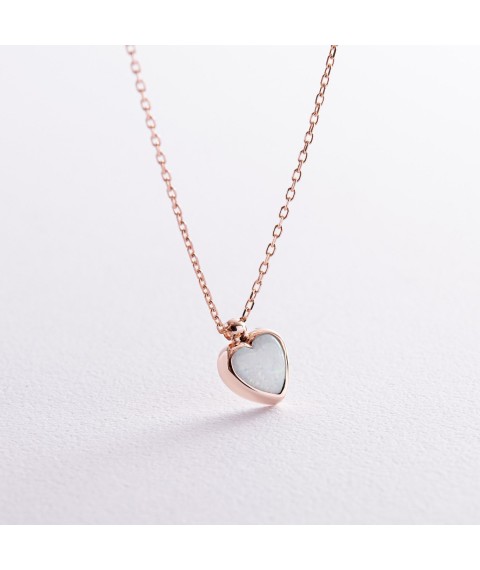Necklace "Heart" with opal (red gold) coll02413 Onyx 43