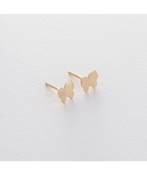 Золотые серьги-пусеты с бабочками с06226 Онікс
